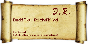 Deáky Richárd névjegykártya