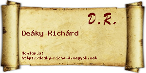 Deáky Richárd névjegykártya